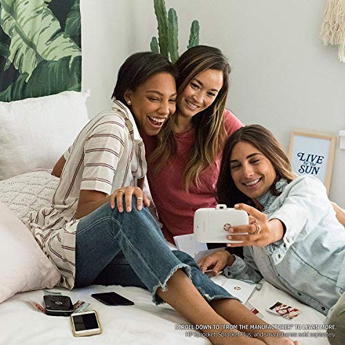 HP Sprocket 2-in-1 Portable Photo Printer & Instant Camera, print social media photos on 2x3" sticky-backed paper (2FB96A), 2:1 White, 4.8 x 3 x 1.1