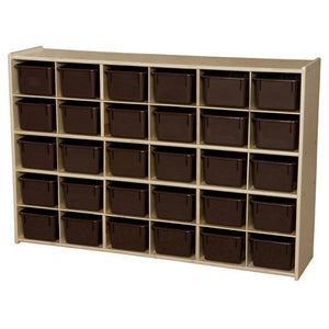 Contender C16032 Baltic Birch 30-Cubby Single Storage Unit with Chocolate Tubs, RTA (Pack of 30)