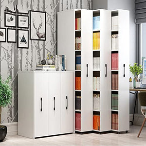 None 3 Tier Bookcase with Pulled Out Door Shelving Cabinet, Adjustable Shelf Height - 28 * 45 * 120cm