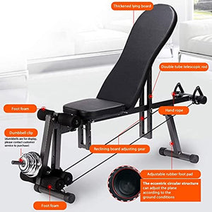 CJGJX Men's and Women's Fitness Deluxe Multi-Function Weight Bench,Height Adjustable Foldable Barbell Bench Dumbbell Weightlifting Bed Workout Stool Strength Training Equipment