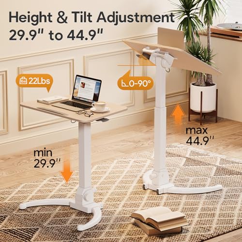 JOY worker Foldable Mobile Standing Desk, Height Adjustable Sit Stand Desk