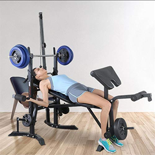 Qianglin All-in-1 Adjustable Weight Bench Set for Full Body Workout, Gift for Dad, Olympic Weight Strength Training Bench, Heavy Duty Weight-Lifting Bed Exercise Machine Fitness Equipment
