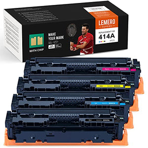 LemeroSuperx (with CHIP) Remanufactured Toner Cartridge Replacement for HP 414A 414X W2020A W2021A W2022A W2023A Work for Color Laserjet Pro M479fdw M454dw M479fdn (Black Cyan Magenta Yellow, 4 Pack)