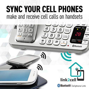 Panasonic Link2Cell Bluetooth Cordless Phone System - 5 Handsets - KX-TGE475S Silver