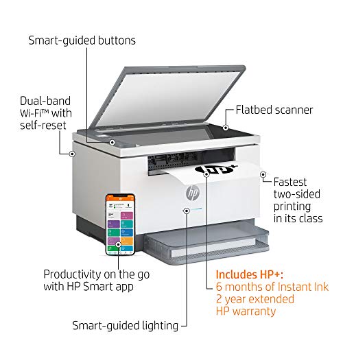 HP LaserJet MFP M234dwe Wireless Black & White All-in-One Printer, with bonus 6 months free Instant Ink through HP+ (6GW99E)