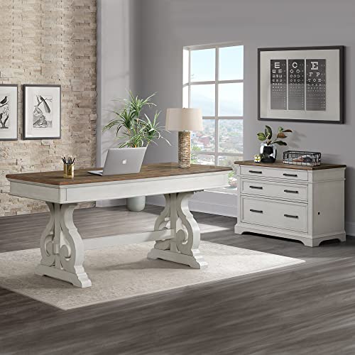 Intercon Drake Home Office Lateral File Cabinet, Rustic White & French Oak - Intercon Furniture