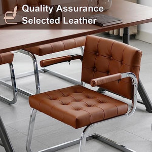 Okeysen Set of 8 Conference Room Chairs - Modern Leather Office Desk Chairs, Sled Base