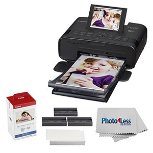 Canon SELPHY CP1300 Compact Wireless Photo Printer (Black) +Canon KP-108IN Color Ink and Paper Set +Photo4Less Cleaning Cloth - Deluxe Value Printer Bundle
