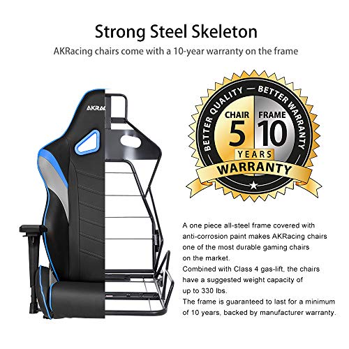 AKRacing Core Series LX Gaming Chair with High Backrest, Recliner, Swivel, Tilt, Rocker and Seat Height Adjustment Mechanisms with 5/10 Warranty - Blue