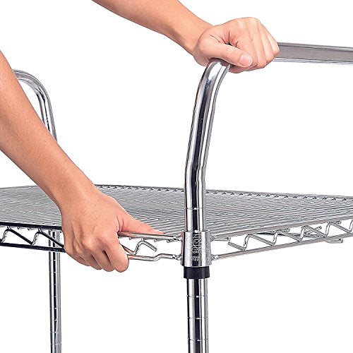 Nexel Heavy Duty 2 Tier Wire Shelf Rolling Utility Cart, 24"W x 42"L x 39"H, NSF Approved, Chrome Finish