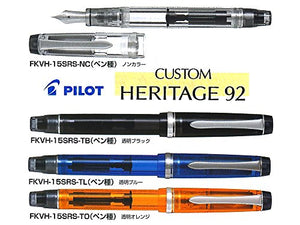 Pilot Fountain Pen Custom Heritage 92, Transparent Blue Body, M-Nib (FKVH-15SRS-TL-M)