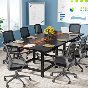 Tribesigns Rustic Conference Room Table Set, 2 Tables, 6.5 Ft, 78.74L x 39.2W x 29.52H Inches
