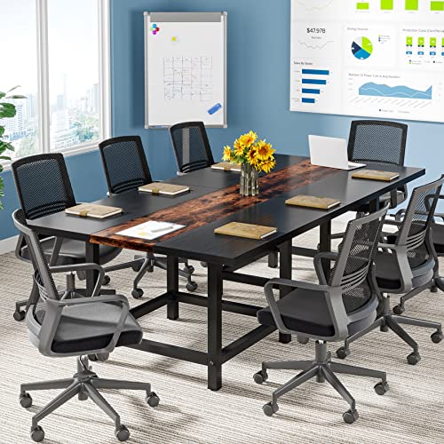 LITTLE TREE 6.5 Ft Modern Black Conference Table for Office & Conference Room