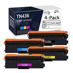 (1BK+1C+1Y+1M) 4-Pack TN-436 / TN-436BK TN-436C TN-436M TN-436Y Compatible Toner Cartridge Replacement for Brother DCP-L8410CDW MFC-L8610CDW MFC-L8900CDW MFC-L9570CDWT HL-L8360CDW HL-L9310CDW Printer