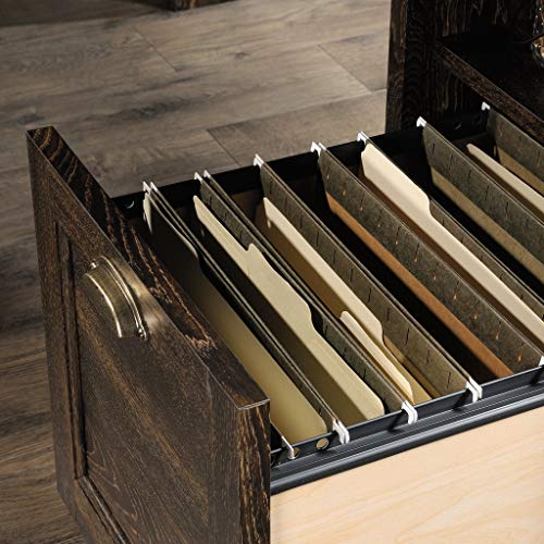 Sauder 422710 Barrister Lane L-Desk, Iron Oak Finish