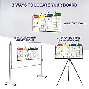 Kanban Board Magnetic, Scrum Board Magnetic Kit, Full Magnetic Project Management Board by pmxboard. 84 Piece Kanban Magnets, Kanban Cards, Scrum Cards Agile Kit. Project Planning Task Board Scrum Kit