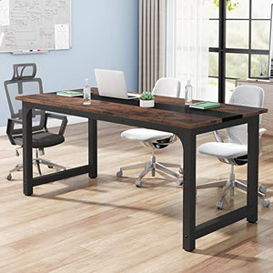 Tribesigns 6FT Conference Table, Metal Frame, Vintage Brown/Black