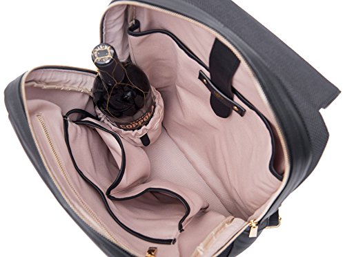 P.MAI Premium Valletta Leather Laptop Backpack for Women with Wristlet I 15-Inch Executive Laptop and Notebook Computer Backpack I Ideal for Business, Travel, Work I Incl. Commuter Purse - Black