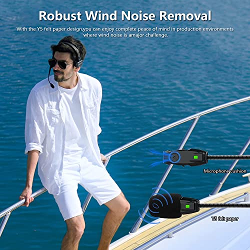 HollyView Wireless Intercom Headset System - Full Duplex ENC, 4-Person Team Communication, Noise Cancellation