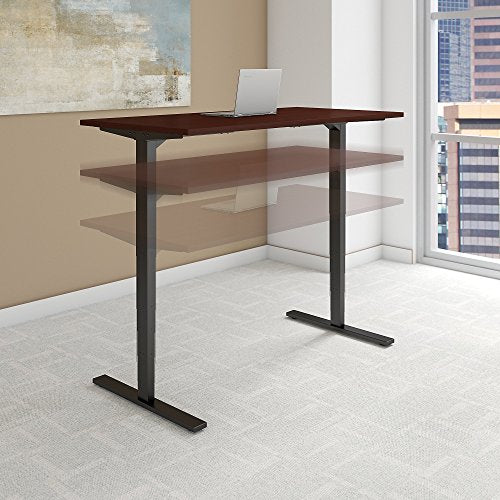 Move 80 Series by Bush Business Furniture 48W x 24D Height Adjustable Standing Desk in Harvest Cherry with Black Base