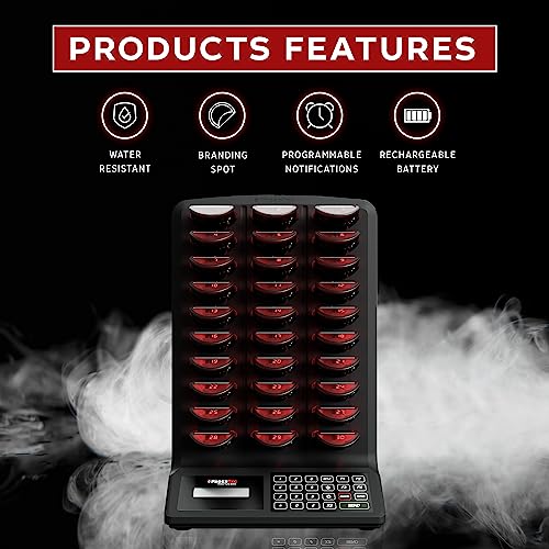 PagerTec Wireless Matrix Stand Alone Paging System (60 Pagers - Complete Set, Red)