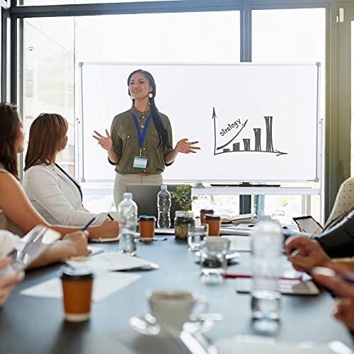 Large Mobile Rolling Magnetic Whiteboard - Adjust 360° 70 x 36 Inches Double Sided Dry Erase Board with Stand, Portable White Board Easel on Wheels for Office, Home & Classroom