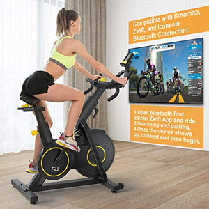 SNODE Magnetic Exercise Bike S9 with APP- Professional Cycling Bike with 4-way Adjustable Multifunctional Handlebar, Compatible with ZWIFT, Kinomap, Iconsole - Max 331 lbs