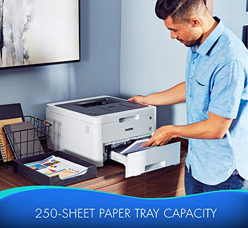 Brother HL-L3210C USB & Wireless Digital Color Laser Printer for Home Business Office - Single-Function: Print Only - 19 ppm, 600 x 2400 dpi, 250-Sheet Large Capacity, Tillsiy USB Printer Cable