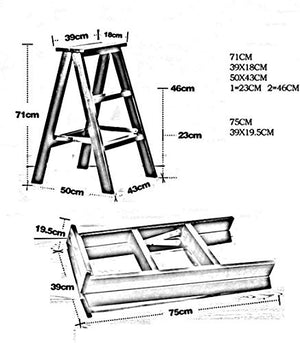 LUCEAE Solid Wood Folding Step Stool, 3 Steps, Wide Tread Surface, Portable Home/Kitchen/Garden Tool