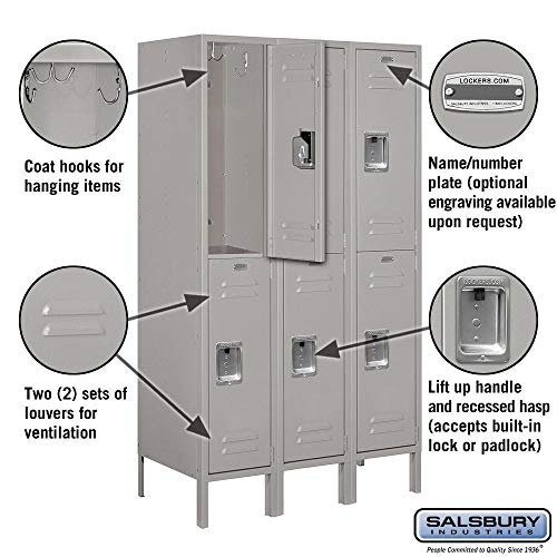 Salsbury Industries Double Tier Metal Locker 36" Wide 5' High Gray