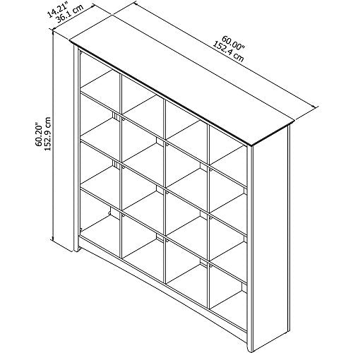 Bush Furniture Buena Vista 16 Cube Video Game and DVD Storage Bookshelf in Serene Cherry
