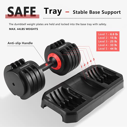 WelKare Adjustable Dumbbells Set for Home, Weights Dumbbell Adjustable for Men Workout and Fitness, 6.6 - 44 Lbs Adjust (1 Pair 88 Pounds)