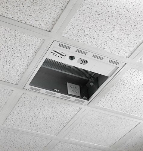Chief Suspended Storage Box with Column Drop Ceiling Mount, 8"x25"x23.7", White