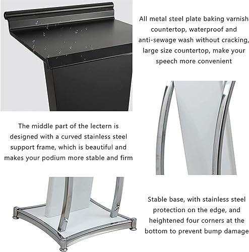 SMuCkS Lectern Podium Floor Standing Metal Stand, Black