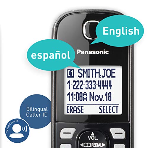 Panasonic Rugged Link2Cell Bluetooth Cordless Phone with Voice Assist, One-Touch Call Block and Answering Machine - 3 Standard Handsets + 1 Rugged Handset - KX-TGD584M2 (Black)