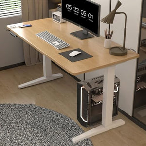 SanzIa Electric Standing Desk Adjustable Height Computer Workstation with 4 Memory Keyboard, Dual Motor - Brown, 120 * 60cm