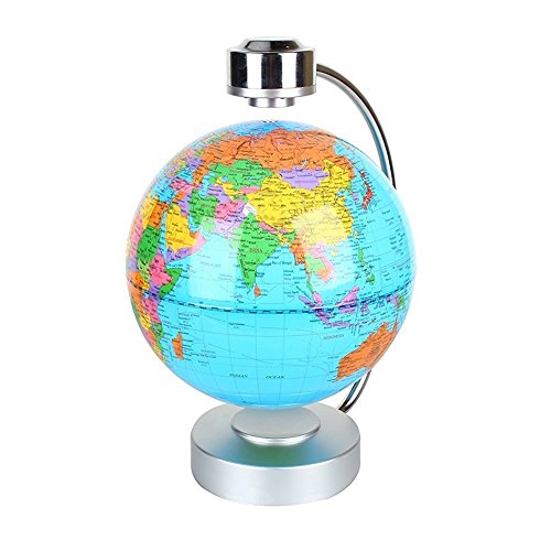 Globes World, 8" Magnetic Floating Globe with LED Light - Anti-Gravity Levitation Rotating Planet Earth Globe Stylish Home Office Desktop Display Decoration (Blue)