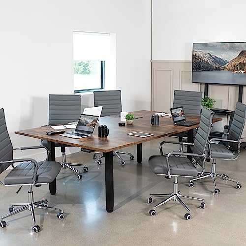 VIVO Electric Height Adjustable Stand Up Desk, 95 x 55 inch, Rustic Vintage Brown Table Tops, Black Dual Motor Frame, Large Standing Workstation - DESK-KIT-404N