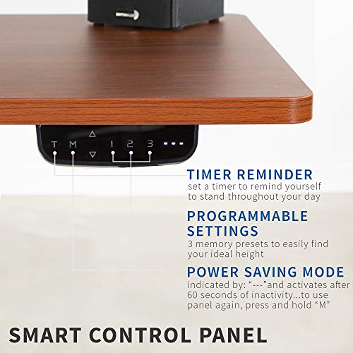 VIVO Electric Height Adjustable 60 x 24 inch Stand Up Desk, Dark Walnut Solid One-Piece Table Top, White Frame, Standing Workstation with Elegant Touch Screen Controller, DESK-KIT-2EW6D
