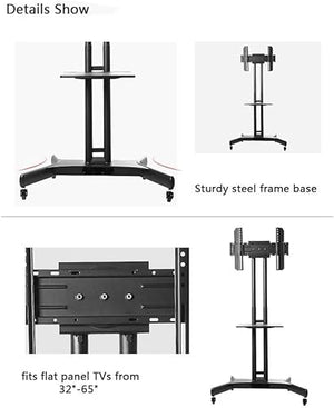 CIZGIM TV Stand Mobile TV Cart for 32-65" TVs with AV Shelf & Camera Holder