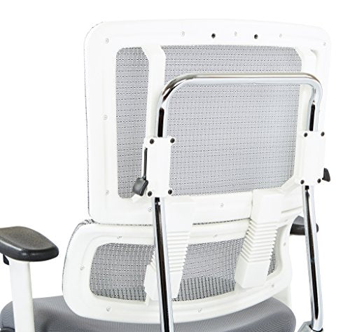 Office Star Breathable White Vertical Mesh Back and Padded Steel Mesh Seat Managers Chair with Adjustable Arms and Polished Aluminum Accents, Steel Seat