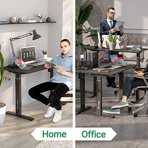 HisoHu Electric Height Adjustable Standing Computer Desk, Ergonomic Sit Stand Home Office Workstation Table(48 x 24 Inches Black Tabletop/Black Bracket)