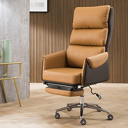 CBLdF High Back Boss Chair, PU Leather Executive Ergonomic Office Chair (Orange/Brown)
