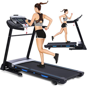 ANCHEER Folding Treadmill WM01, Electric Treadmill with Incline, Bluetooth Speaker and LCD Display, Motorized Running Walking Machine for Home Office Use, Easy Assembly,300 LBS Max Weight,3.25Hp