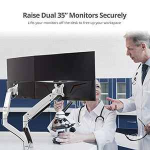 SIIG Dual Monitor Desk Mount, 17" to 35", USB 3.0 and Audio Extend Ports, Fits Two Flat/Curved Monitors, Load Bearing 33 lbs max Each, VESA 75x75 100x100, C-Clamp and Grommet Base (CE-MT3211-S1)