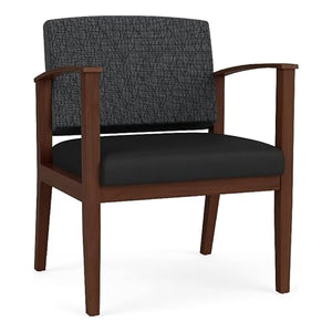 Lesro Amherst Wood Reception Wide Guest Chair in Walnut/Adler & Castillo Black