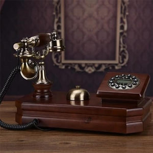 None Antique Fixed Telephone Solid Wood Landline Phone (Style 2)