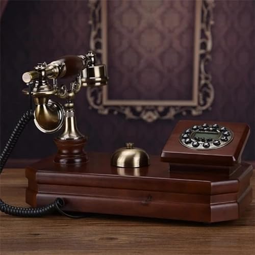 None Antique Fixed Telephone Solid Wood Landline Phone (Style 2)