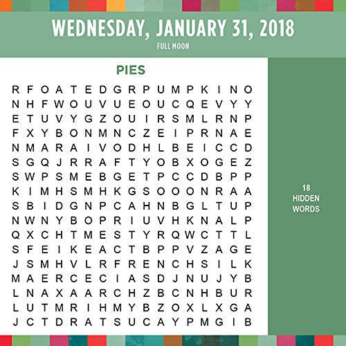 2018 Word Search Daily Desktop Calendar