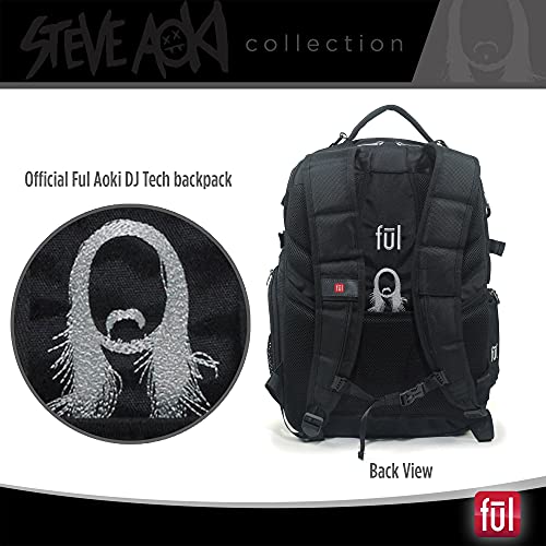 FUL Steve Aoki 19 Inch Laptop Backpack, Padded Computer Bag for Commute or Travel, Black, One Size
